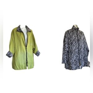 MYCRA PAC Reversible Rain Coat, chartreuse green or Zebra print. S/M
